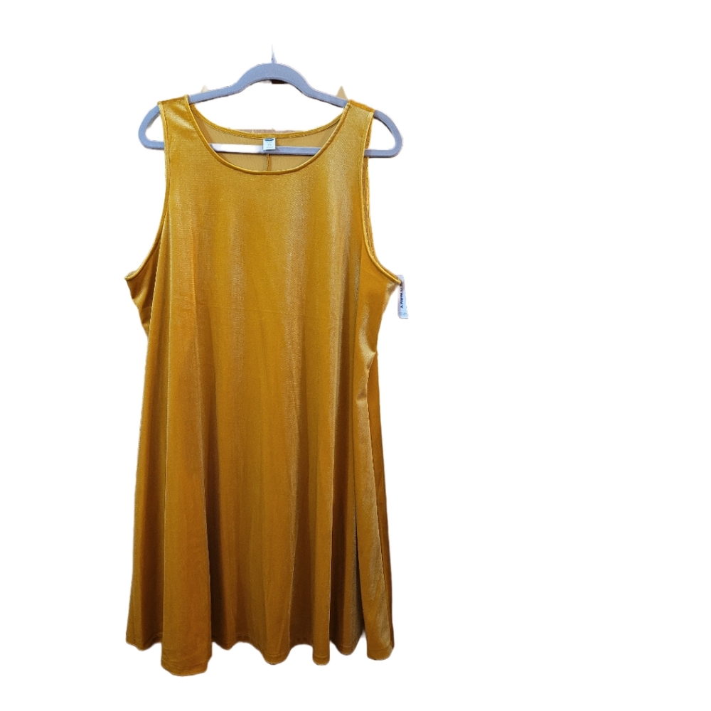 Old Navy yellow gold velvet sleeveless swing dress XXL